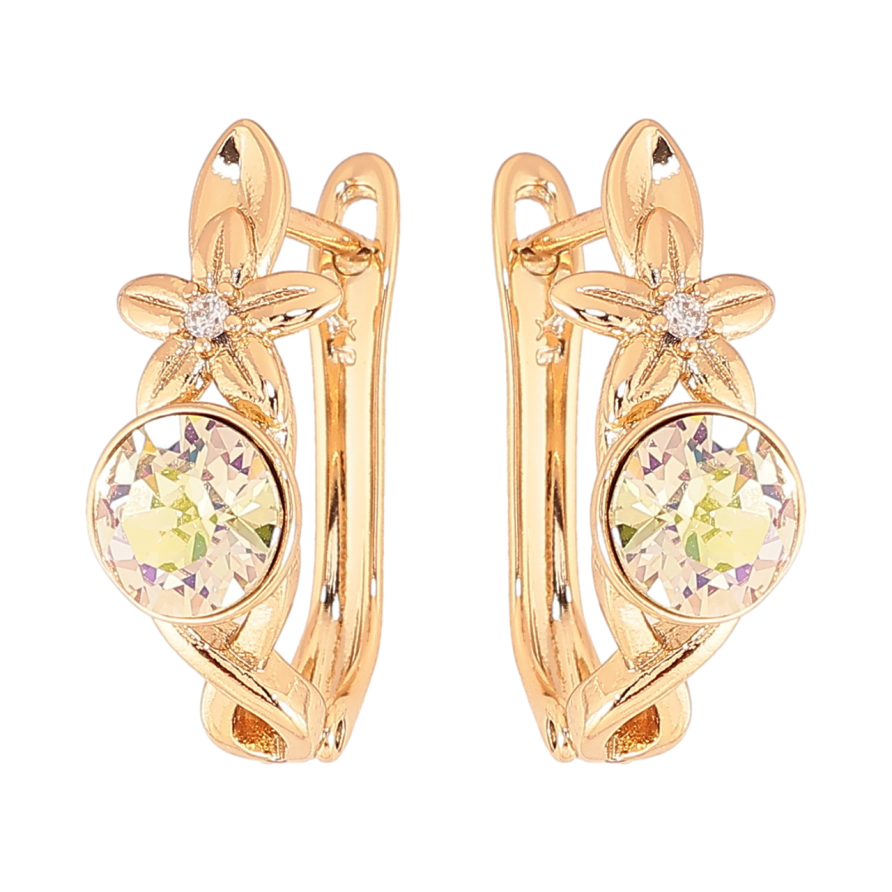 Серьги Xuping цвет Позолота 14K с кристаллами Swarovski английский замок Цветочный узор с кристаллом Vitrail Light фото №1 Серьги Xuping цвет Позолота 14K с кристаллами Swarovski английский замок Цветочный узор с кристаллом Vitrail Light фото №1
