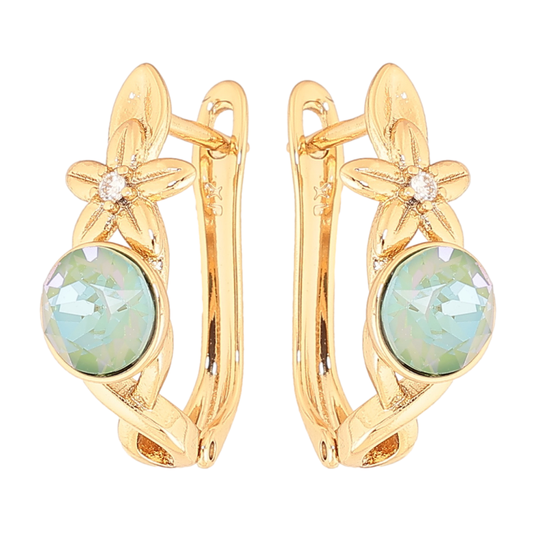 Сережки Xuping колір Позолота 18K з кристалами Swarovski англійський замок Квітковий візерунок з кристалом фото №1