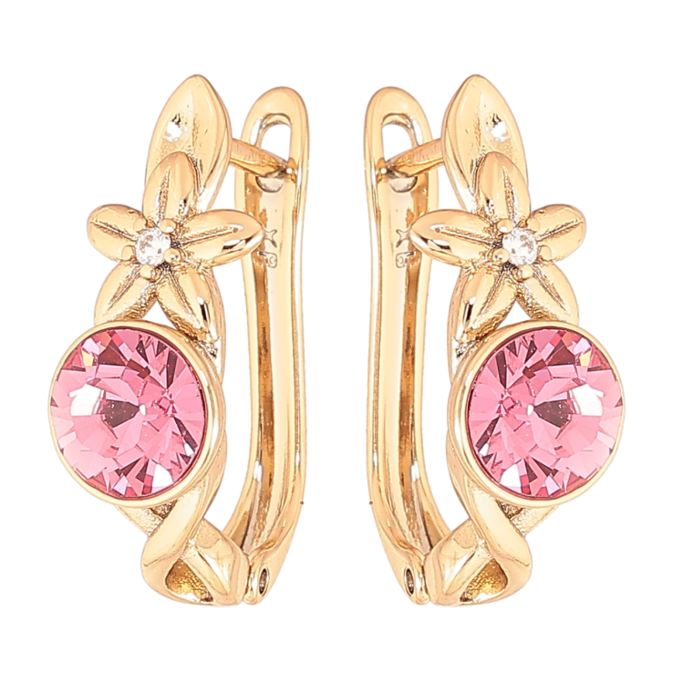 Серьги Xuping цвет Позолота 14K с кристаллами Swarovski английский замок Цветочный узор с кристаллом Rose фото №13