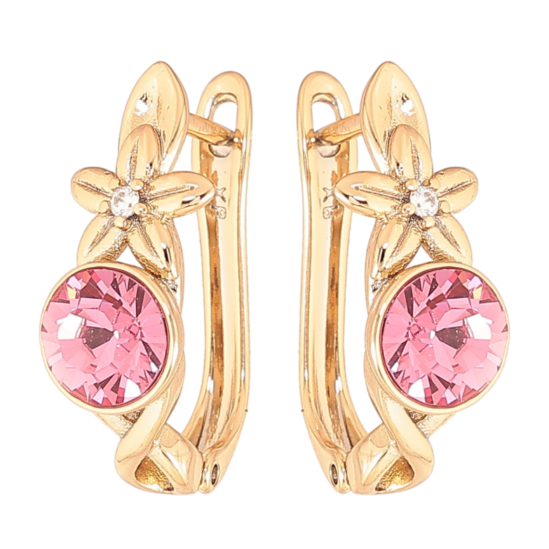 Сережки Xuping колір Позолота 18K з кристалами Swarovski англійський замок Квітковий візерунок з кристалом Rose фото №1 Сережки Xuping колір Позолота 18K з кристалами Swarovski англійський замок Квітковий візерунок з кристалом Rose фото №1