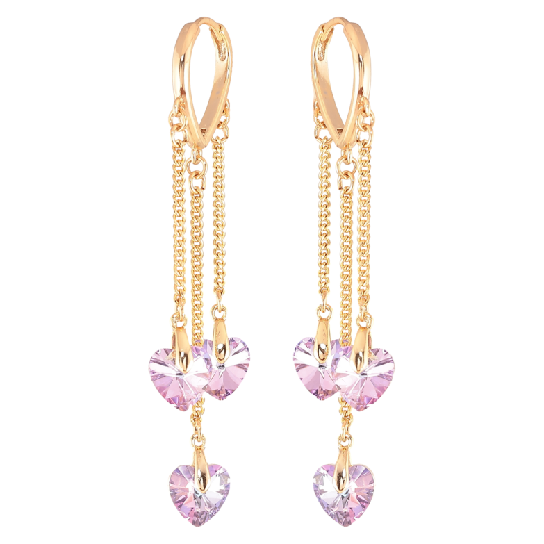 Серьги Xuping цвет Позолота 14K с кристаллами Swarovski подвески на кристаллах Подвески с кристаллами Violet фото №1