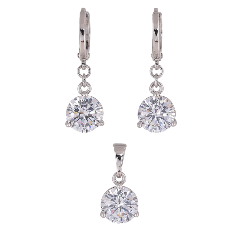 Набор Xuping Цвет Родий Серьги Кулон Кристаллы ø 8мм фото №1 Набор Xuping Цвет Родий Серьги Кулон Кристаллы ø 8мм фото №1