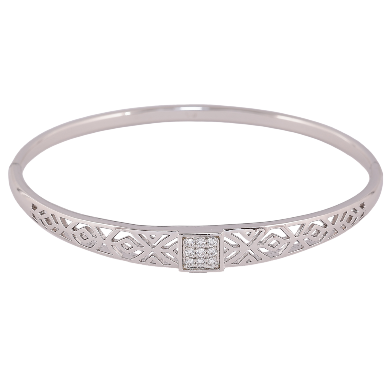 Браслет Xuping Цвет Родий Резной узор с кристаллами ø 6см фото №1