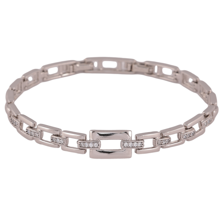 Браслет Xuping Колір Родій Візерунок з кристалами довжина з додатковим замком 17,19 см х 5-8мм фото №1 Браслет Xuping Колір Родій Візерунок з кристалами довжина з додатковим замком 17,19 см х 5-8мм фото №1