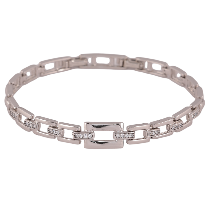 Браслет Xuping Колір Родій Візерунок з кристалами довжина з додатковим замком 17,19 см х 5-8мм фото №1 Браслет Xuping Колір Родій Візерунок з кристалами довжина з додатковим замком 17,19 см х 5-8мм фото №1