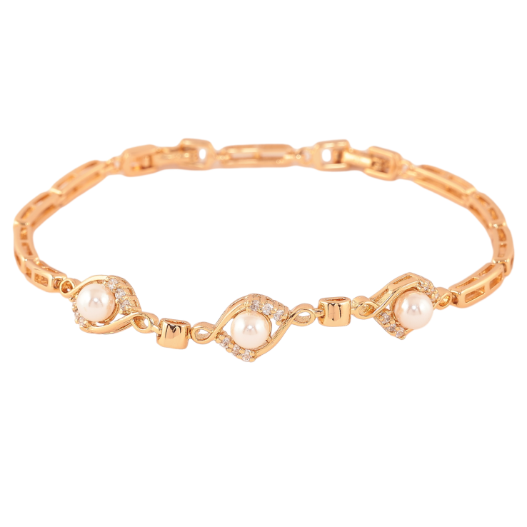 Браслет Xuping Цвет Позолота 18K Узор с кристаллами и жемчугом размер с дополнительным замком 17,20 см х 3-8 мм фото №8 Браслет Xuping Цвет Позолота 18K Узор с кристаллами и жемчугом размер с дополнительным замком 17,20 см х 3-8 мм фото №8