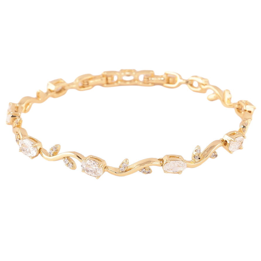 Браслет Xuping Цвет Позолота 14K Узор с кристаллами размер с доп. замком 17.18.5см х 5мм фото №1