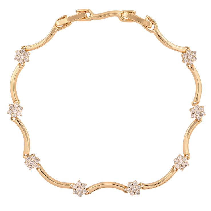 Браслет Xuping Колір Позолота 14K Візерунок з кристальними квіточками розмір з доп. замком 17.19см х 2-4мм фото №17 Браслет Xuping Колір Позолота 14K Візерунок з кристальними квіточками розмір з доп. замком 17.19см х 2-4мм фото №17