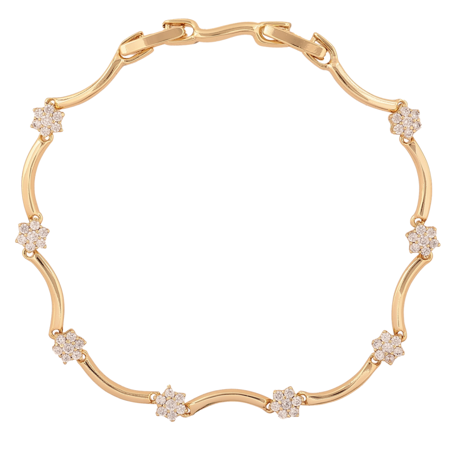 Браслет Xuping Колір Позолота 14K Візерунок з кристальними квіточками розмір з доп. замком 17.19см х 2-4мм фото №1 Браслет Xuping Колір Позолота 14K Візерунок з кристальними квіточками розмір з доп. замком 17.19см х 2-4мм фото №1