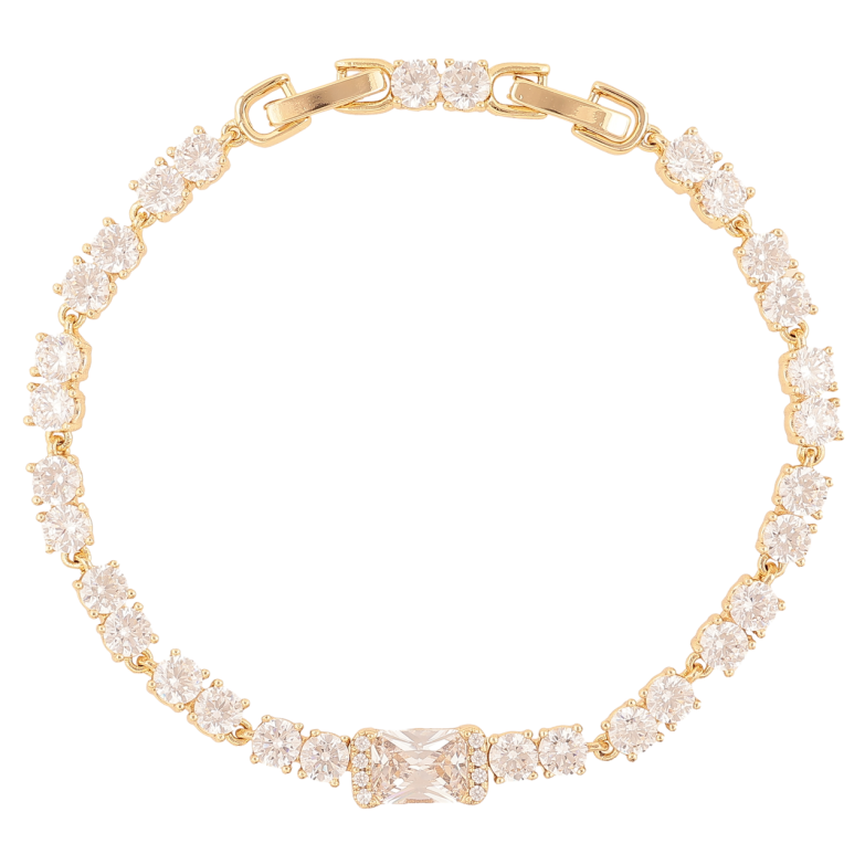 Браслет Xuping Цвет Позолота 14K Дорожка кристаллов размер с доп. замком 17,19см х 4-6мм фото №1 Браслет Xuping Цвет Позолота 14K Дорожка кристаллов размер с доп. замком 17,19см х 4-6мм фото №1