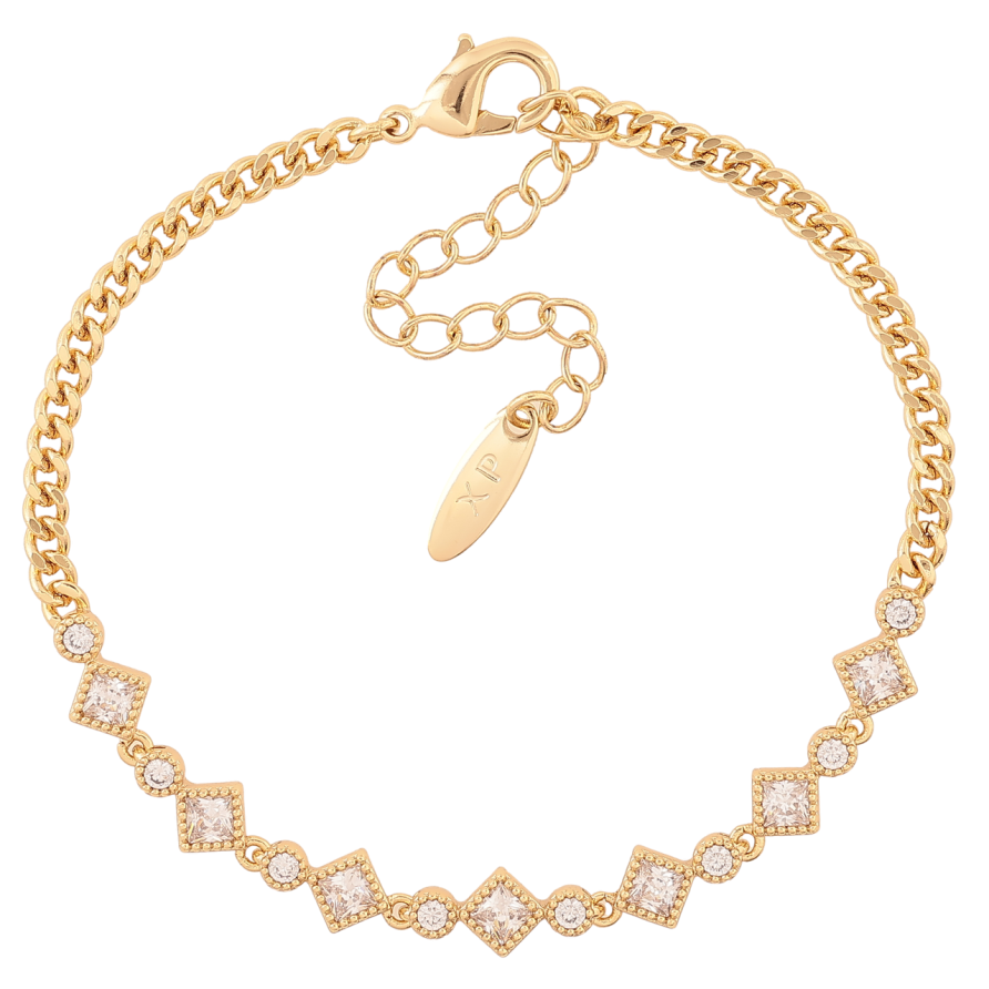 Браслет Xuping Цвет Позолота 14K Цепочка с кристаллами размер с доп. цепочкой 17-22см х 3-6мм фото №1 Браслет Xuping Цвет Позолота 14K Цепочка с кристаллами размер с доп. цепочкой 17-22см х 3-6мм фото №1