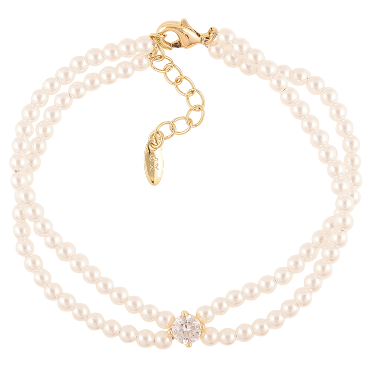 Браслет Xuping Колір Позолота 14K Перлинні намистини з кристалом, ø 5мм розмір з дод. ланцюжком 17-20см х 6мм фото №5 Браслет Xuping Колір Позолота 14K Перлинні намистини з кристалом, ø 5мм розмір з дод. ланцюжком 17-20см х 6мм фото №5