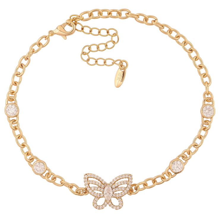 Браслет Xuping Колір Позолота 14K Ланцюжок з кристалами та метеликом розмір з дод. ланцюжком 21-26см х 4-12мм фото №8 Браслет Xuping Колір Позолота 14K Ланцюжок з кристалами та метеликом розмір з дод. ланцюжком 21-26см х 4-12мм фото №8
