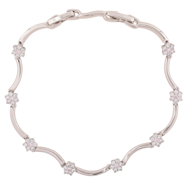 Браслет Xuping Колір Родій Візерунок з кристальними квітами довжина з додатковим замком 17,19см х 2-4мм фото №1 Браслет Xuping Колір Родій Візерунок з кристальними квітами довжина з додатковим замком 17,19см х 2-4мм фото №1