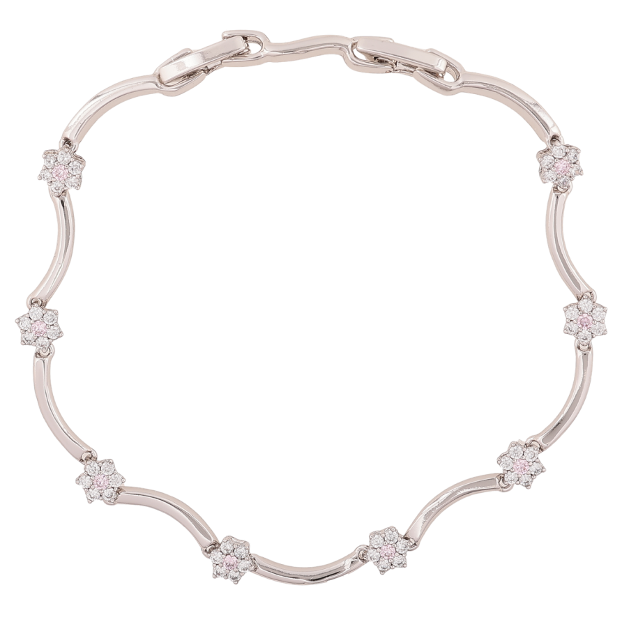 Браслет Xuping Цвет Родий Узор с кристальными цветами длина с дополнительным замком 17,19 см х 2-4 мм фото №1 Браслет Xuping Цвет Родий Узор с кристальными цветами длина с дополнительным замком 17,19 см х 2-4 мм фото №1