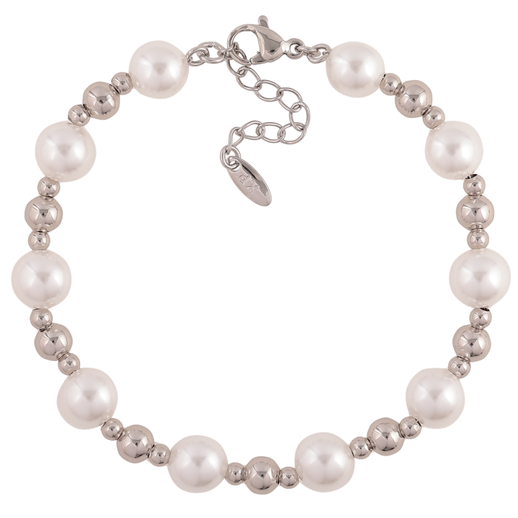 Браслет Xuping Цвет Родий Серебристо-жемчужные бусины длина с дополнительной цепочкой 18-21см х 3-8мм фото №14 Браслет Xuping Цвет Родий Серебристо-жемчужные бусины длина с дополнительной цепочкой 18-21см х 3-8мм фото №14