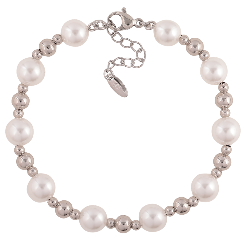 Браслет Xuping Цвет Родий Серебристо-жемчужные бусины длина с дополнительной цепочкой 18-21см х 3-8мм фото №1 Браслет Xuping Цвет Родий Серебристо-жемчужные бусины длина с дополнительной цепочкой 18-21см х 3-8мм фото №1