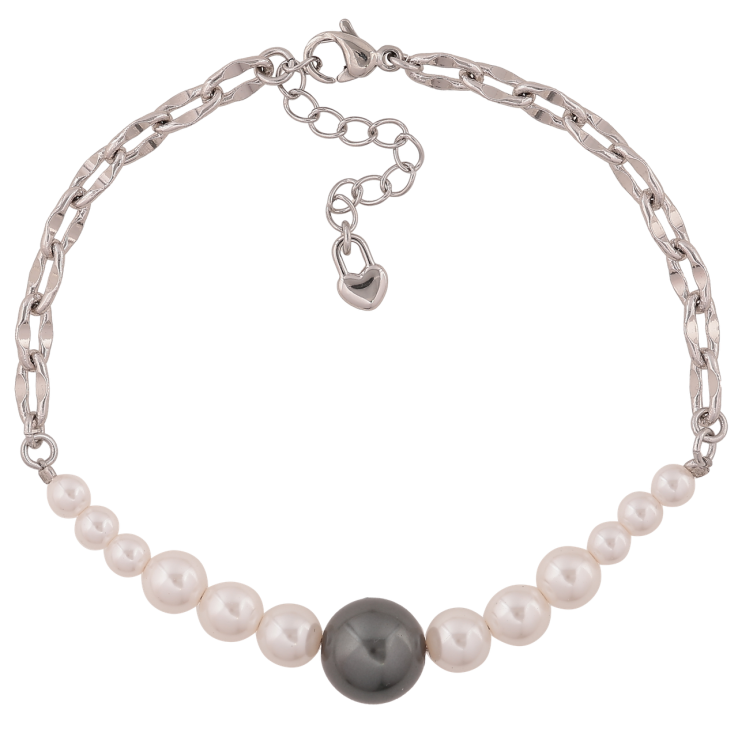 Браслет Xuping Цвет Родий Цепочка с жемчужными бусинами длина с дополнительной цепочкой 19-22см х 4-10мм фото №12 Браслет Xuping Цвет Родий Цепочка с жемчужными бусинами длина с дополнительной цепочкой 19-22см х 4-10мм фото №12