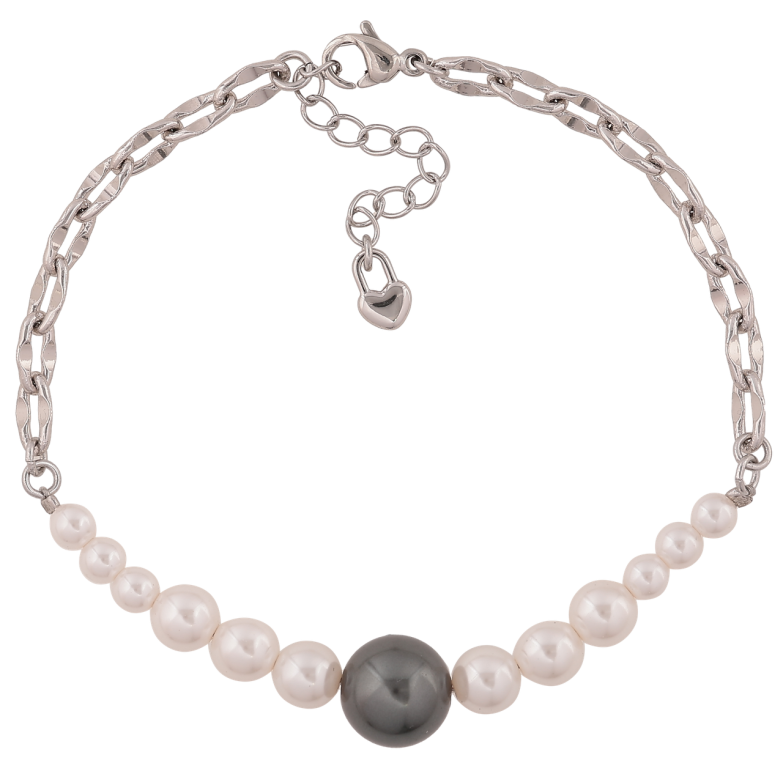 Браслет Xuping Цвет Родий Цепочка с жемчужными бусинами длина с дополнительной цепочкой 19-22см х 4-10мм фото №1 Браслет Xuping Цвет Родий Цепочка с жемчужными бусинами длина с дополнительной цепочкой 19-22см х 4-10мм фото №1