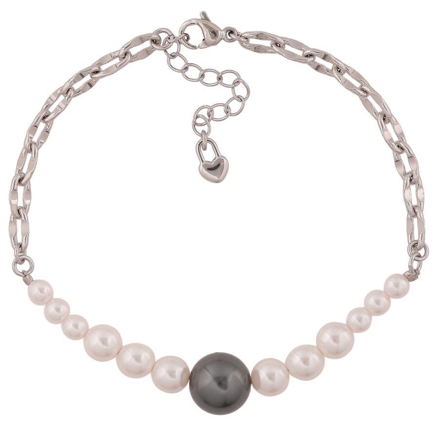 Браслет Xuping Цвет Родий Цепочка с жемчужными бусинами длина с дополнительной цепочкой 19-22см х 4-10мм фото №1 Браслет Xuping Цвет Родий Цепочка с жемчужными бусинами длина с дополнительной цепочкой 19-22см х 4-10мм фото №1