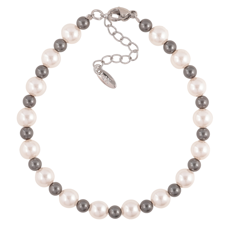 Браслет Xuping Цвет Родий Жемчужно-графитовые бусины длина с дополнительной цепочкой 18-21,5 см х 4-6 мм фото №15 Браслет Xuping Цвет Родий Жемчужно-графитовые бусины длина с дополнительной цепочкой 18-21,5 см х 4-6 мм фото №15