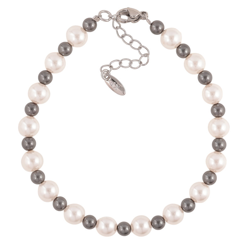 Браслет Xuping Цвет Родий Жемчужно-графитовые бусины длина с дополнительной цепочкой 18-21,5 см х 4-6 мм фото №1 Браслет Xuping Цвет Родий Жемчужно-графитовые бусины длина с дополнительной цепочкой 18-21,5 см х 4-6 мм фото №1