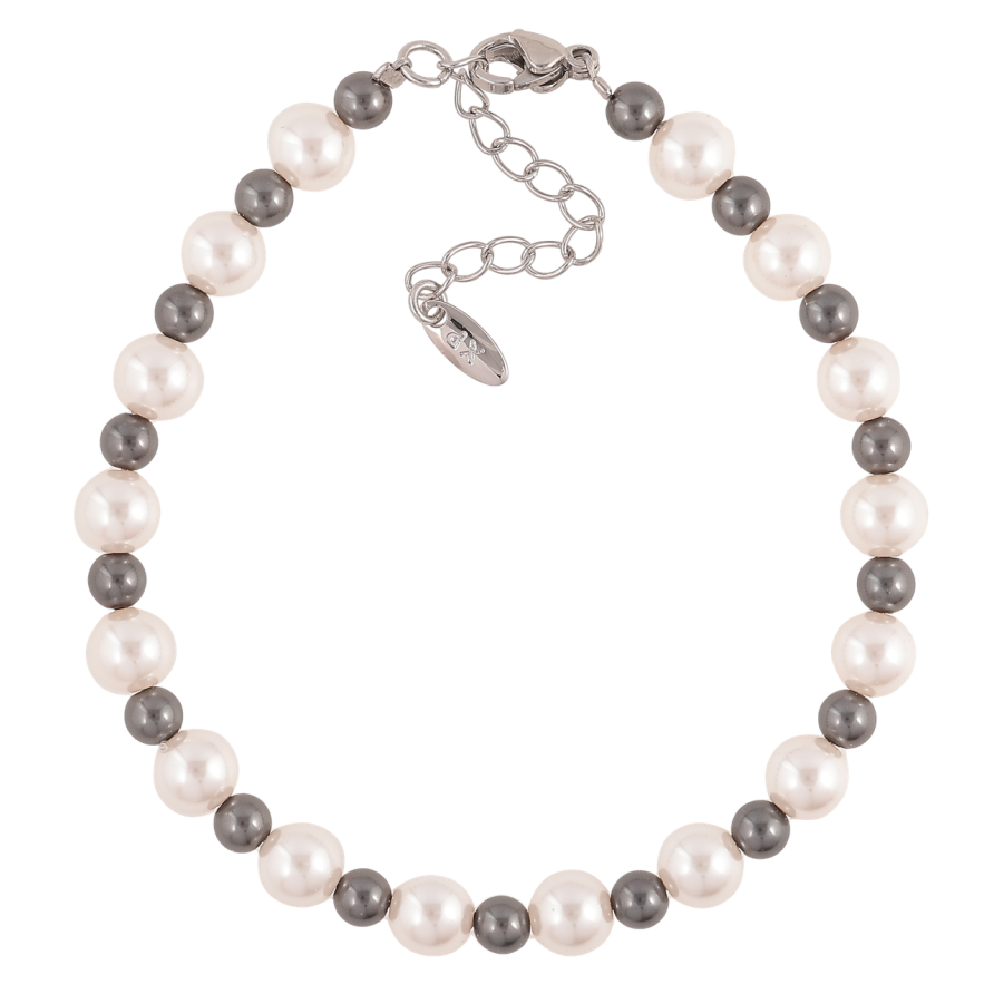 Браслет Xuping Цвет Родий Жемчужно-графитовые бусины длина с дополнительной цепочкой 18-21,5 см х 4-6 мм фото №1 Браслет Xuping Цвет Родий Жемчужно-графитовые бусины длина с дополнительной цепочкой 18-21,5 см х 4-6 мм фото №1