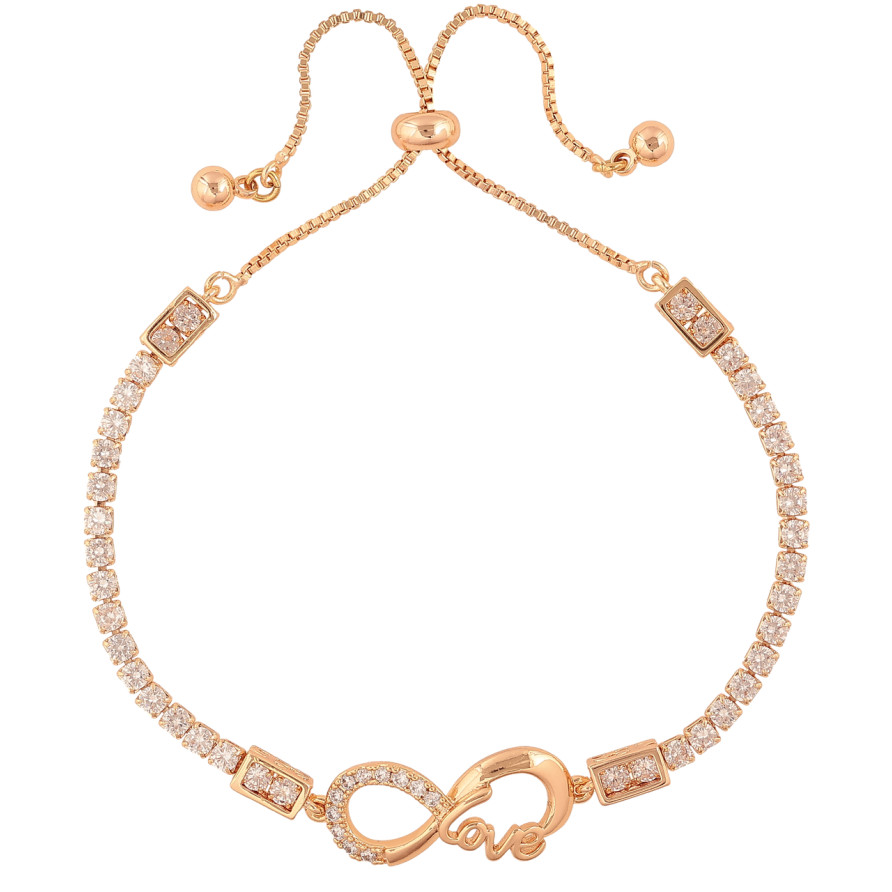 Браслет Xuping M&L Цвет 18K Дорожка кристаллов с бесконечностью на бегунке 14-24см х 1-10мм фото №1