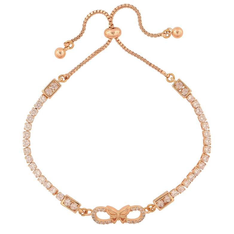 Браслет Xuping M&L Цвет 18K Дорожка кристаллов с бабочкой на бегунке 14-24см х 1-8мм фото №1