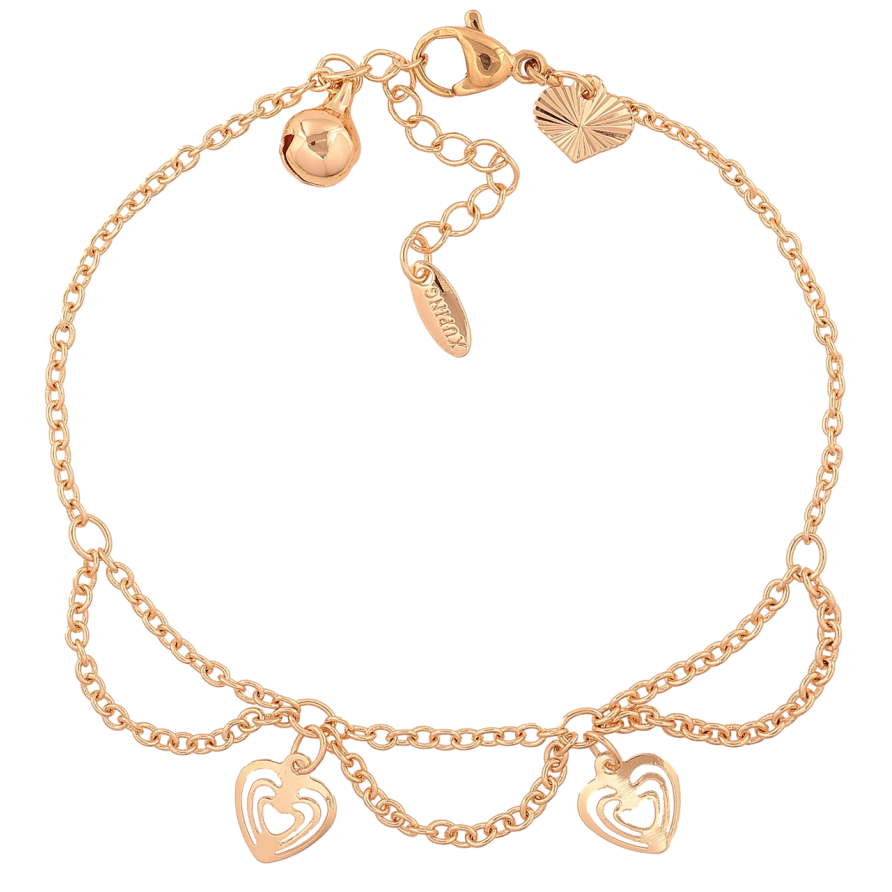 Браслет Xuping M&L Цвет 18K Цепочка с сердечками размер с доп. цепочкой 17,5-20,5 см х 2мм фото №1