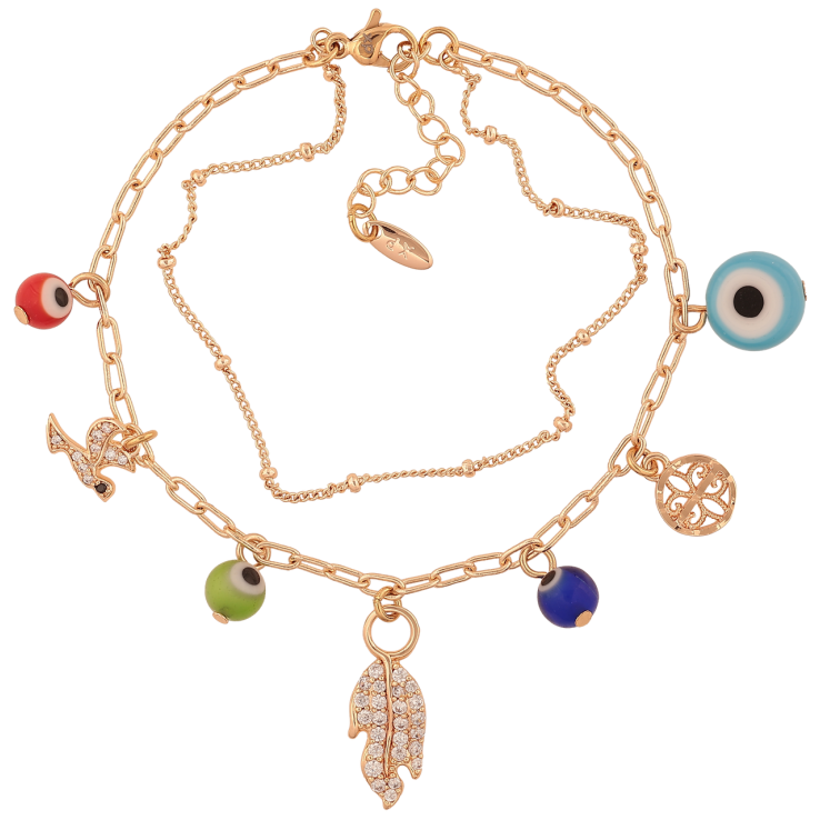 Браслет Xuping M&L Колір 18K Ланцюжок з підвісками оберегами розмір з доп. ланцюжком 17.5-21см х 1-2мм фото №9