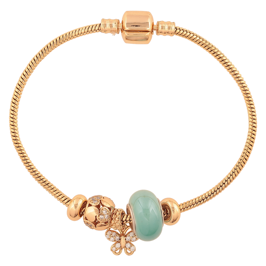 Браслет Xuping Колір Позолота 18K У стилі Pandora Ювелірний шнур з намистинами довжина 20см х 3мм фото №1