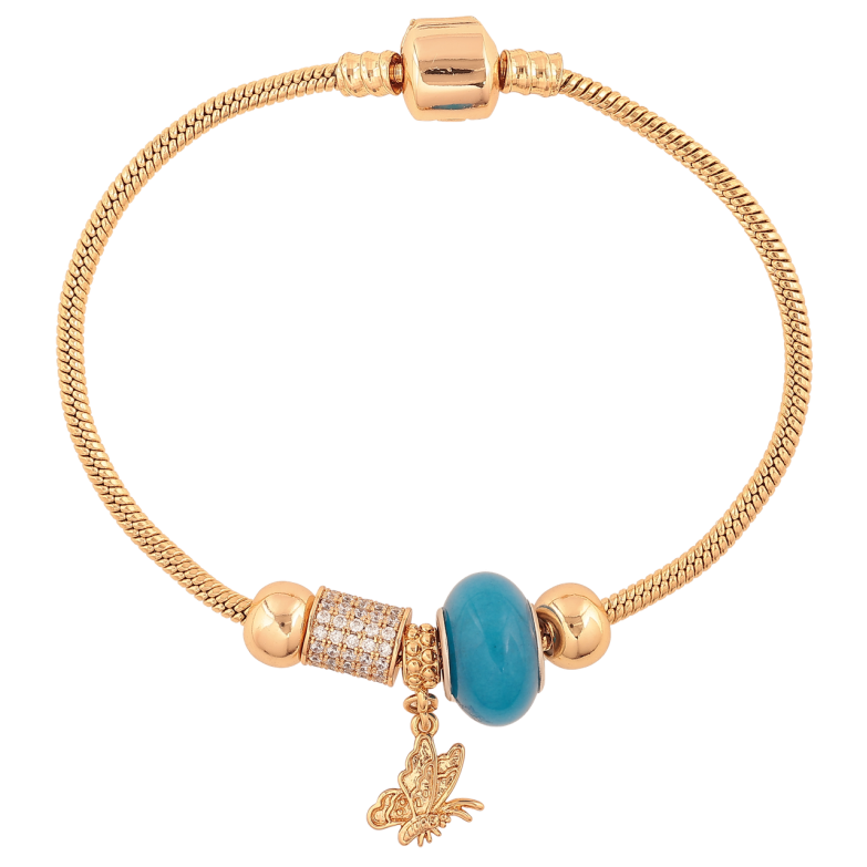 Браслет Xuping Цвет Позолота 18K В стиле Pandora Ювелирный шнур с бусинами длина 20см х 3мм фото №1