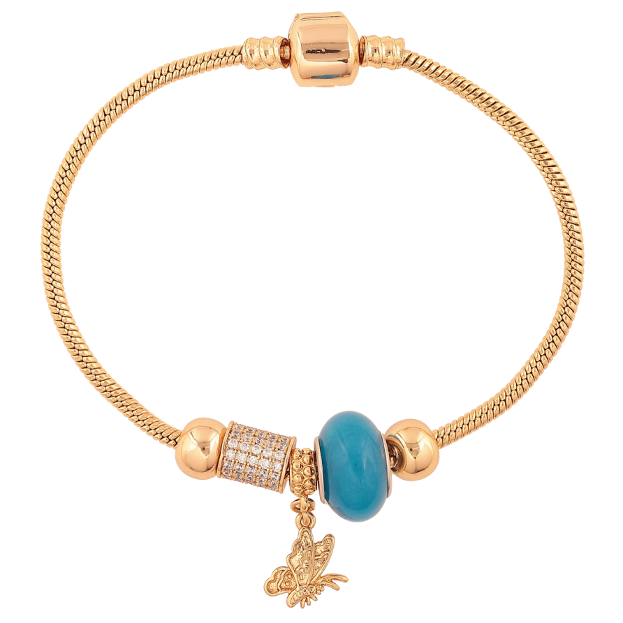 Браслет Xuping Цвет Позолота 18K В стиле Pandora Ювелирный шнур с бусинами длина 20см х 3мм фото №1