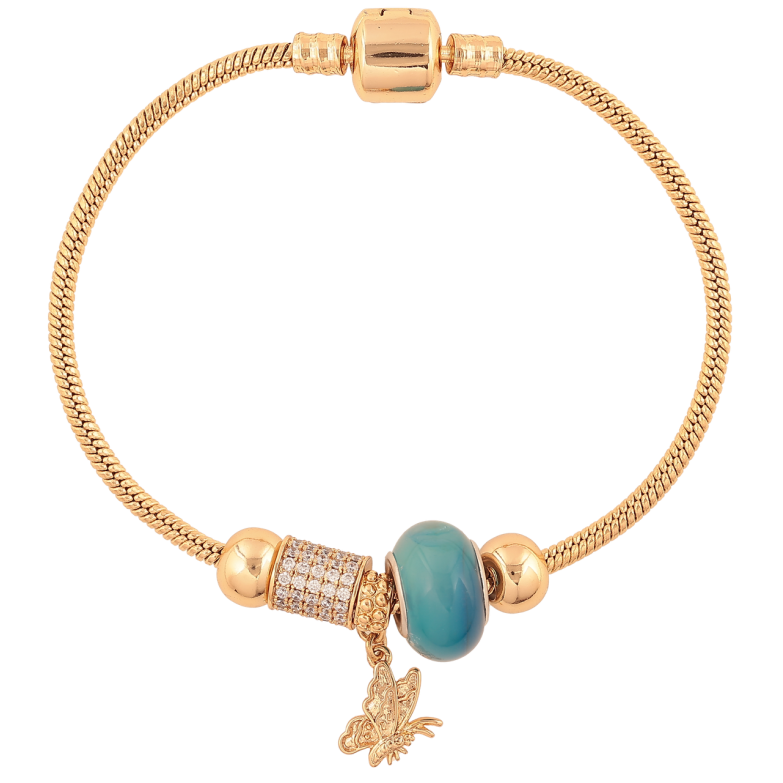 Браслет Xuping Колір Позолота 18K У стилі Pandora Ювелірний шнур з намистинами довжина 20см х 3мм фото №4