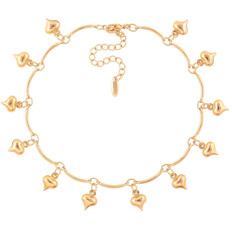 Браслет Xuping Цвет Позолота 18K Подвески сердечки размер с дополнительной цепочкой 20-25см х 1.5мм фото №1