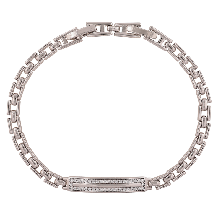 Браслет Xuping Цвет Родий Узор с кристаллами размер с доп. замком 17,19см х 4-5мм фото №3