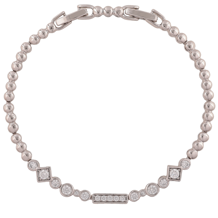 Браслет Xuping Цвет Родий Узор с кристаллами размер с доп. замком 17,19см х 3-6мм фото №4