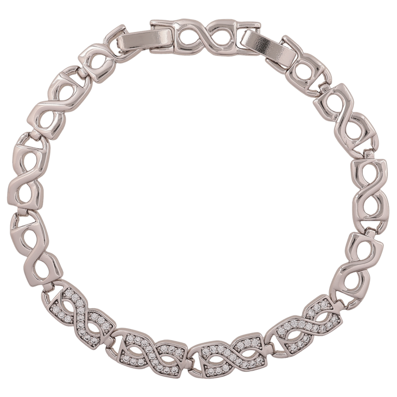 Браслет Xuping Цвет Родий Узор с кристаллами размер с доп. замком 17.5,19.5см х 7мм фото №1