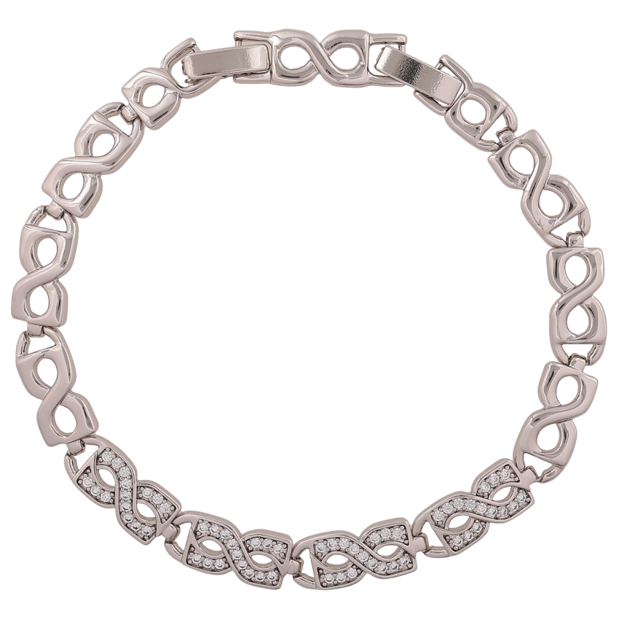 Браслет Xuping Колір Родій Візерунок з кристалами розмір з доп. замком 17.5,19.5см х 7мм фото №1 Браслет Xuping Колір Родій Візерунок з кристалами розмір з доп. замком 17.5,19.5см х 7мм фото №1