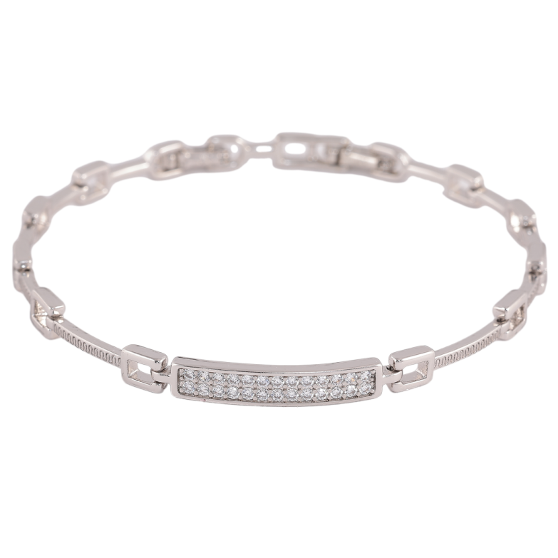 Браслет Xuping Цвет Родий Узор с кристаллами размер с доп. замком 17,19см х 2-4.5мм фото №1