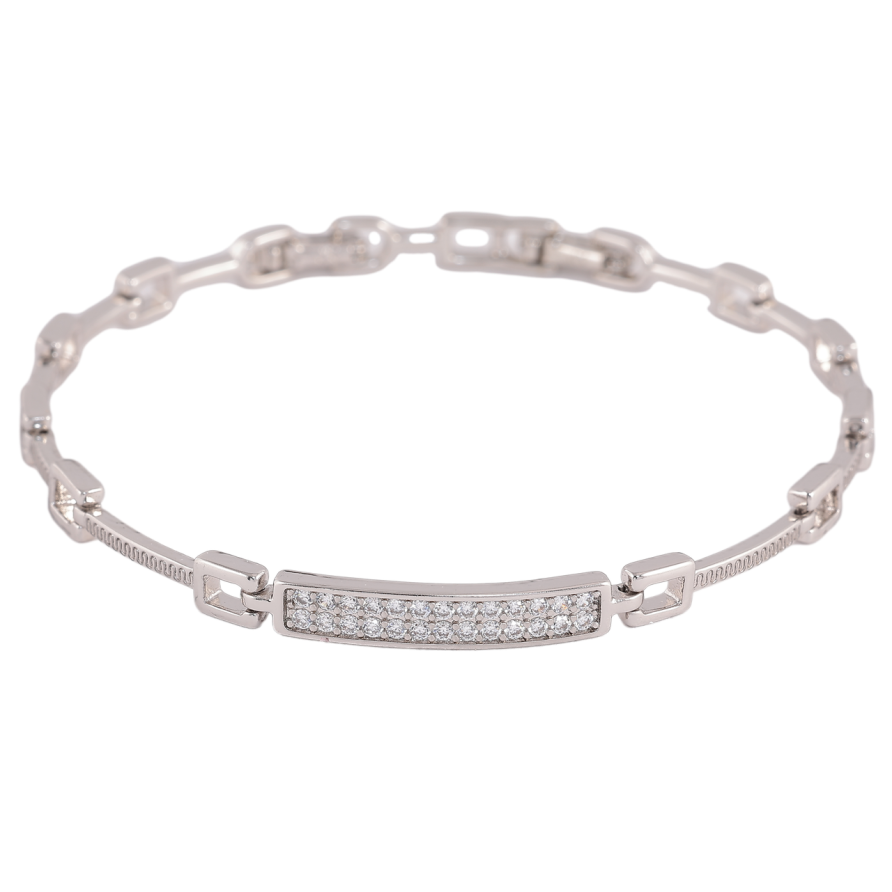 Браслет Xuping Цвет Родий Узор с кристаллами размер с доп. замком 17,19см х 2-4.5мм фото №1