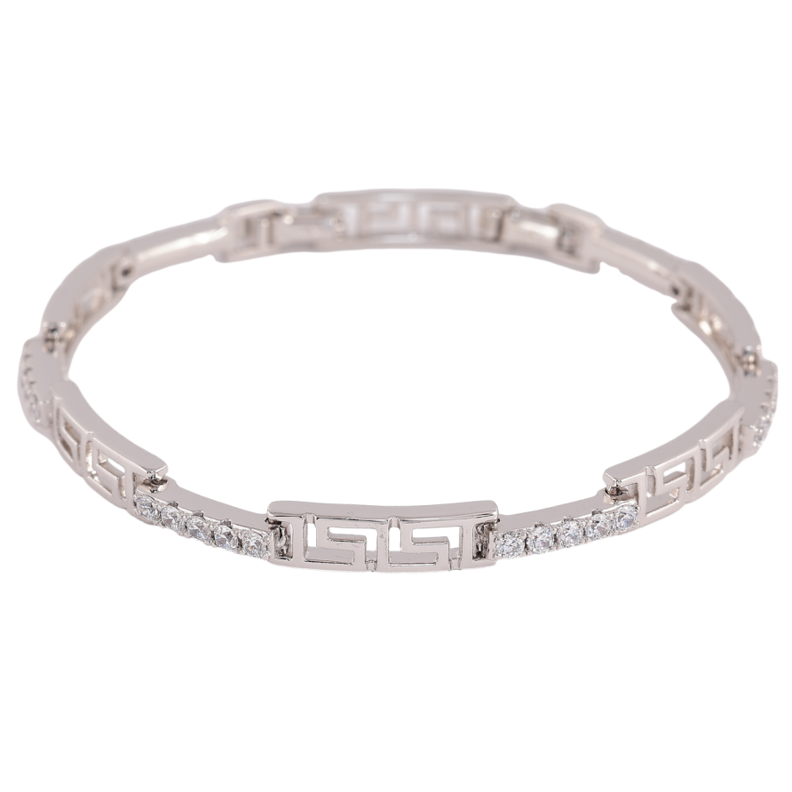 Браслет Xuping Цвет Родий Греческий узор с кристаллами размер с доп. замком 17,19см х 2,5-5мм фото №1 Браслет Xuping Цвет Родий Греческий узор с кристаллами размер с доп. замком 17,19см х 2,5-5мм фото №1