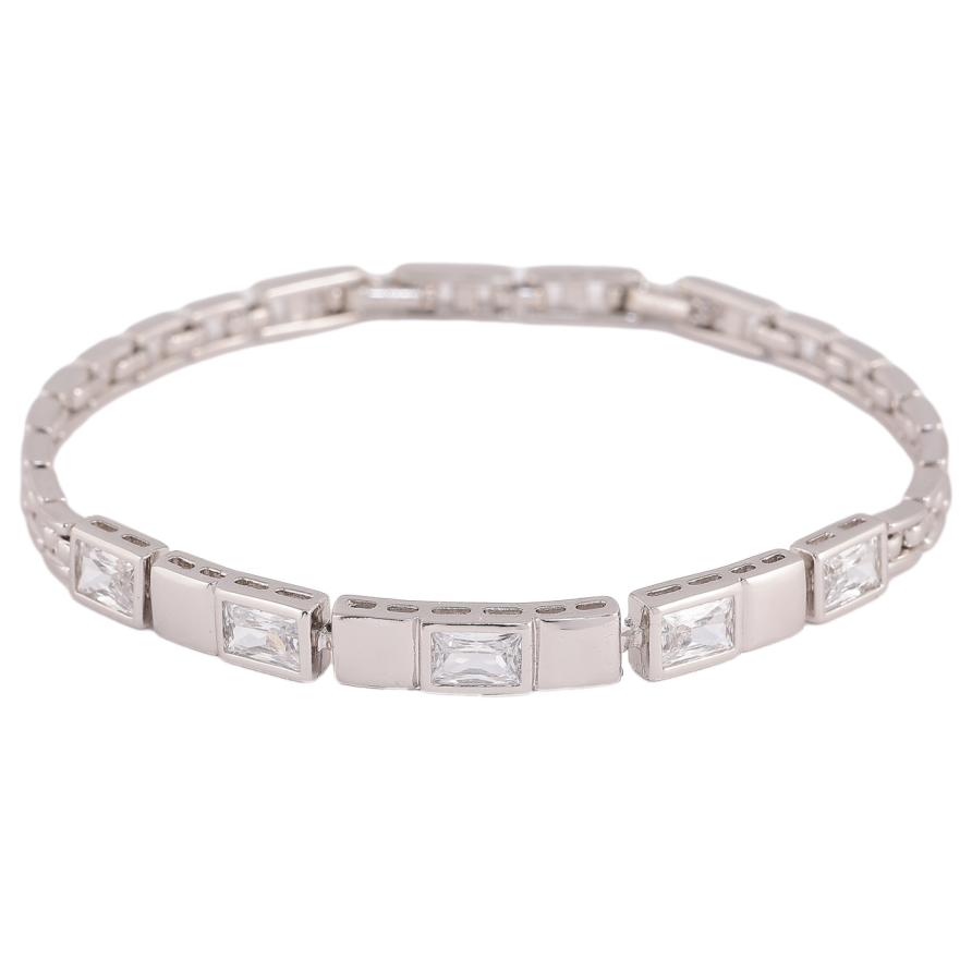 Браслет Xuping Колір Родій Візерунок з кристалами розмір з доп. замком 17.5,19.5см х 4-6мм фото №1