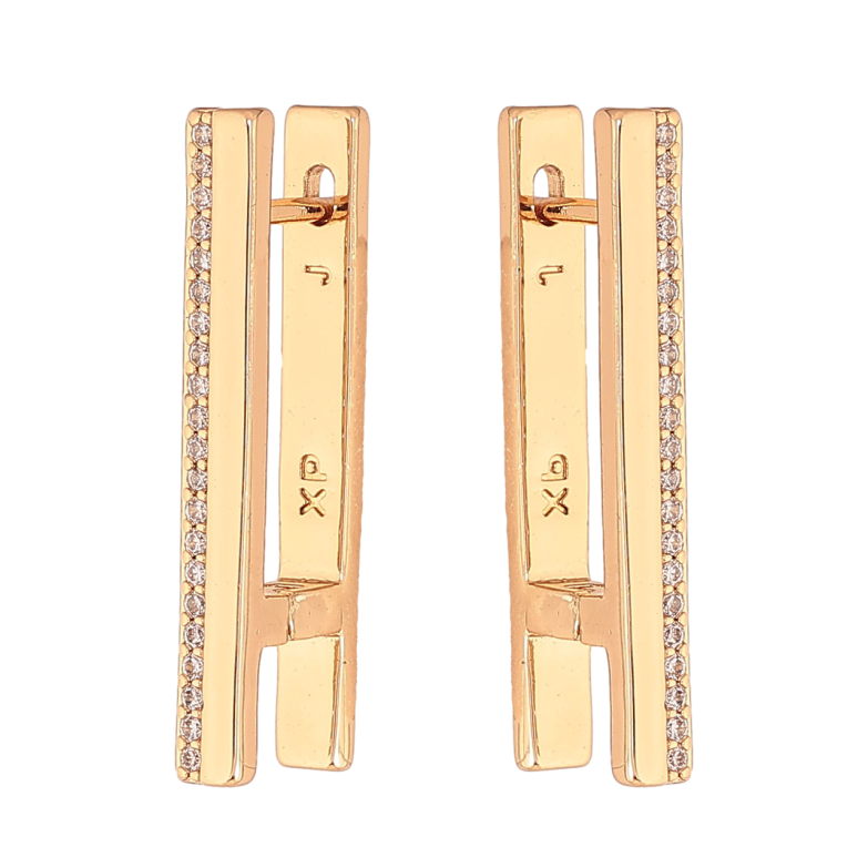 Сережки Xuping Колір Позолота 18K англійський замок Візерунок з доріжками кристалів фото №1