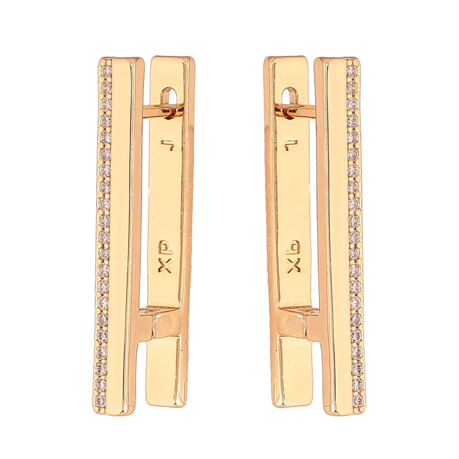 Сережки Xuping Колір Позолота 18K англійський замок Візерунок з доріжками кристалів фото №1