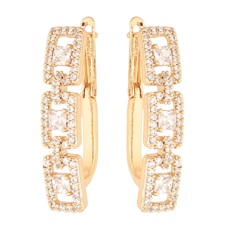 Серьги Xuping Цвет Позолота 18K английский замок Узор с инкрустацией кристаллами фото №13 Серьги Xuping Цвет Позолота 18K английский замок Узор с инкрустацией кристаллами фото №13