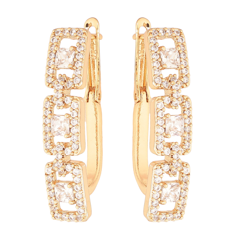 Серьги Xuping Цвет Позолота 18K английский замок Узор с инкрустацией кристаллами фото №4