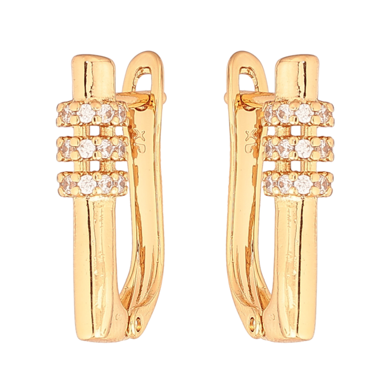 Сережки Xuping Колір Позолота 18K англійський замок Візерунок з кристалами фото №2