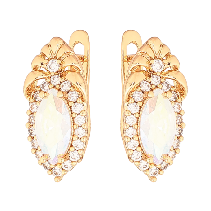 Сережки Xuping Колір Позолота 18K англійський замок Візерунок з райдужними кристалами фото №1